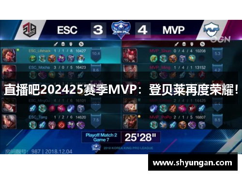 直播吧202425赛季MVP：登贝莱再度荣耀！